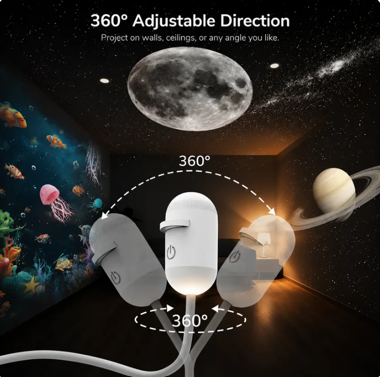 360° Flexible USB Galaxy & Moon Night Light Projector